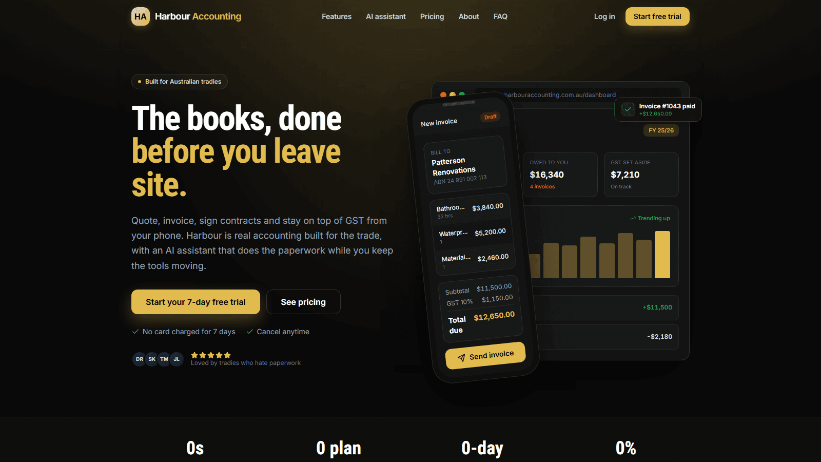Harbour Accounting - Accounting built for Australian tradies: the books, done before you leave site.